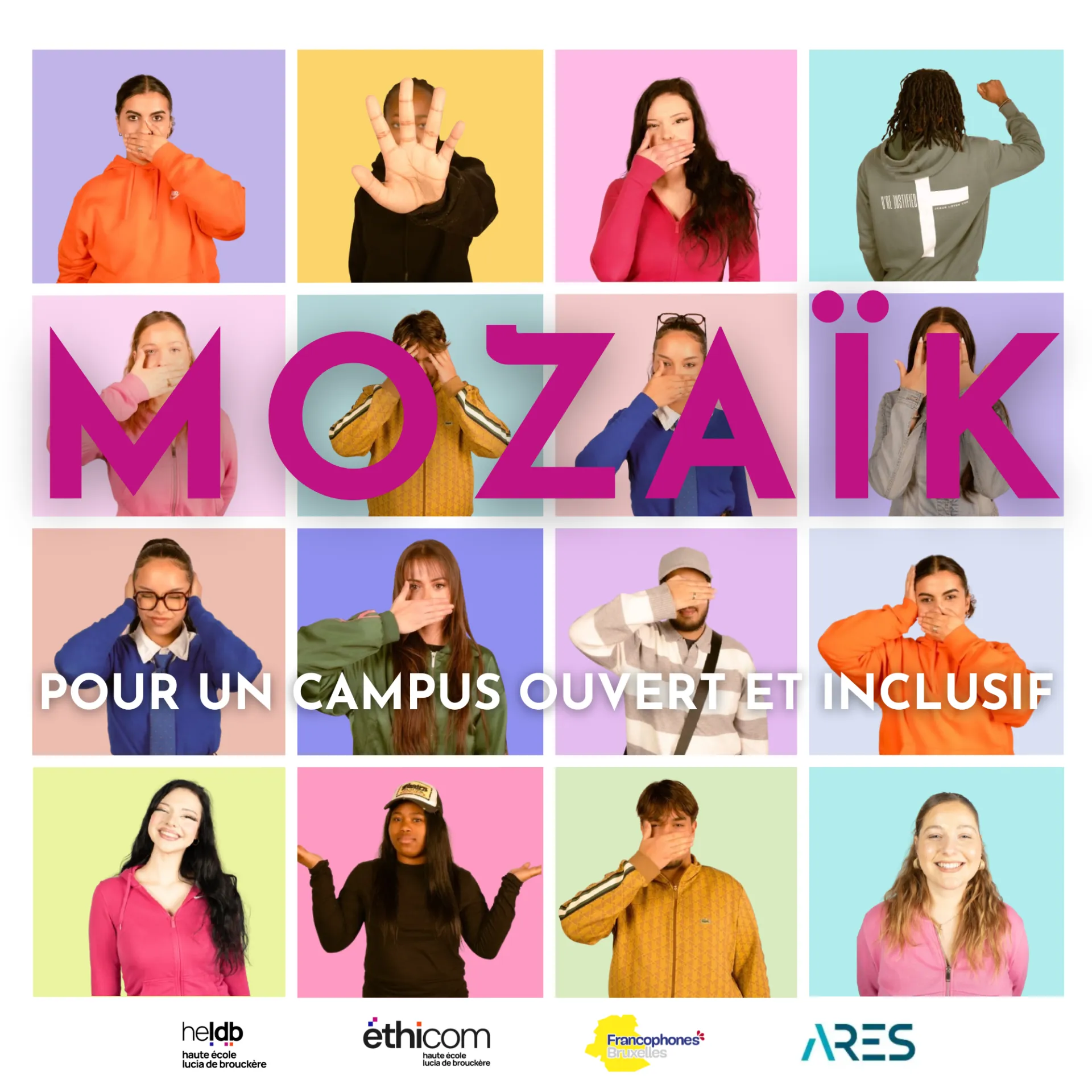 Affiche avec des photos colorées d'étudiants 