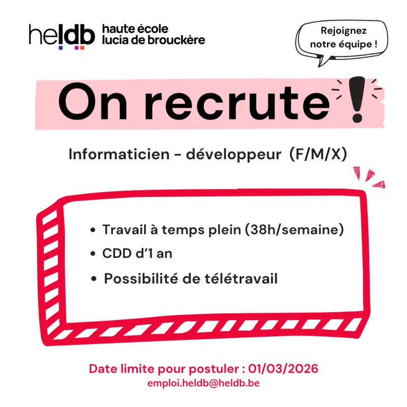 Offre d'emploi : Informaticien - développeur (F/M/X)