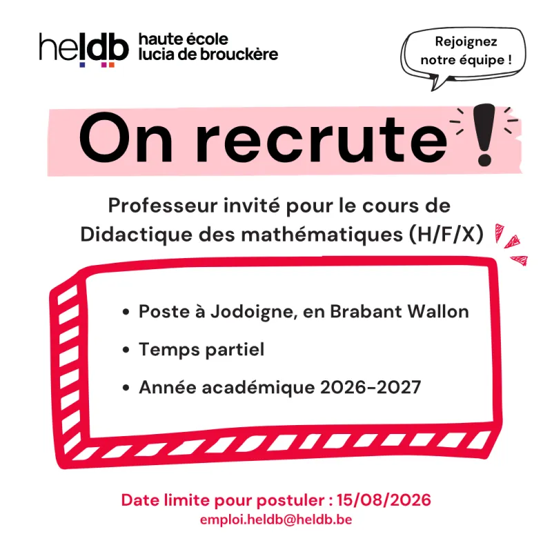 Professeur invité pour le cours de Didactique des mathématiques (H/F/X)